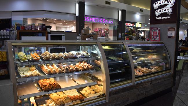 Food in the cabinet of Muffin Break at Stockland Rockhampton.