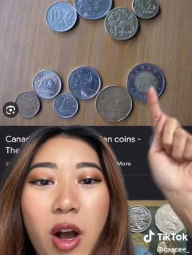 It was the size of Aussie coins that left the expat most surprised. Picture: TikTok/cascee_