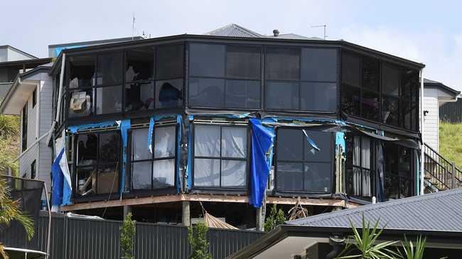 Cleaning up after the Sunday storm on the Sunshine Coast Coast. Damage to a house under constuction in Palmview. Picture: Warren Lynam