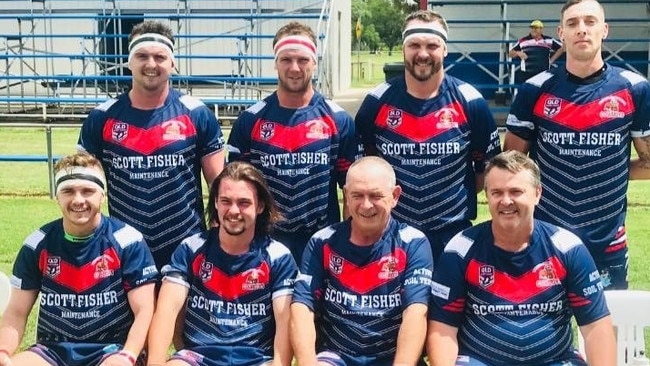 (Back, from left) Billy, Ben and Andrew Sullivan, Zane Lindsay, (front) Harry, Hayden, Mark and Danny Sullivan played second-division for the Cowboys on Saturday against Stanthorpe.