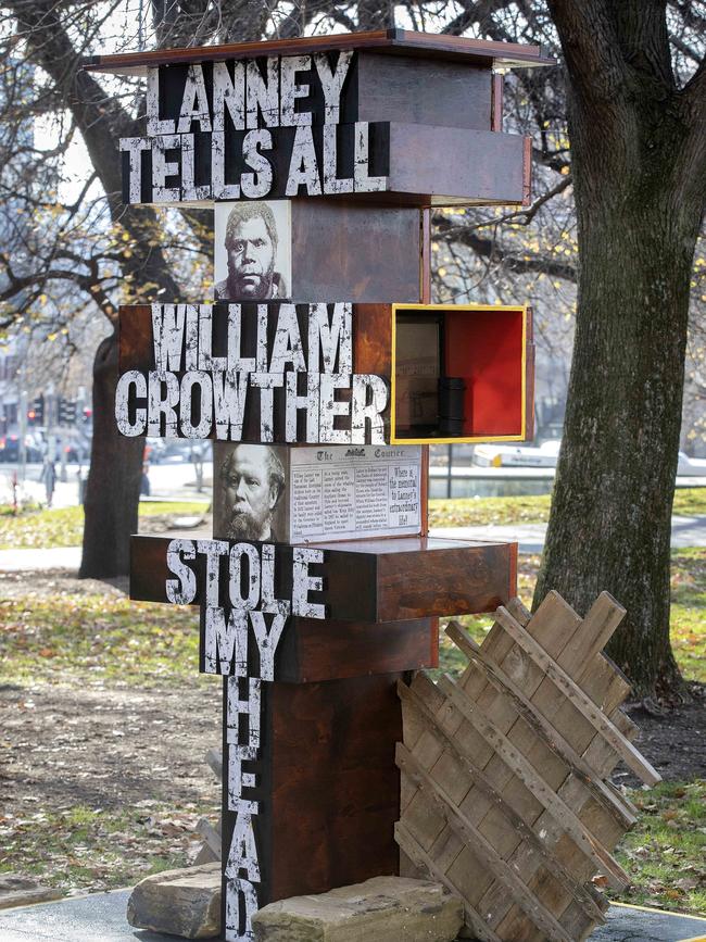 Part of The Lanney Pillar sculpture at Franklin Square, Hobart. Picture: CHRIS KIDD