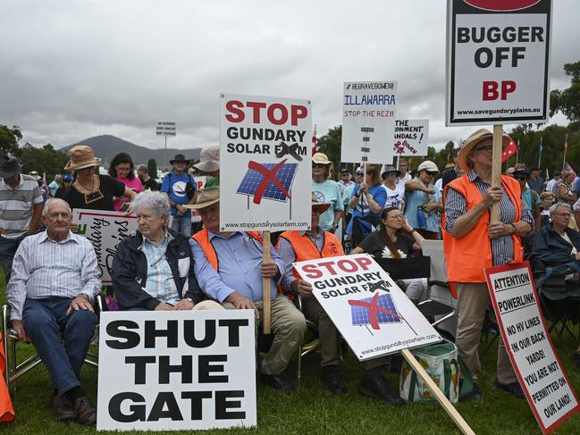 The National Rally Against Reckless Renewables at Parliament House last week. Picture: Martin Ollman