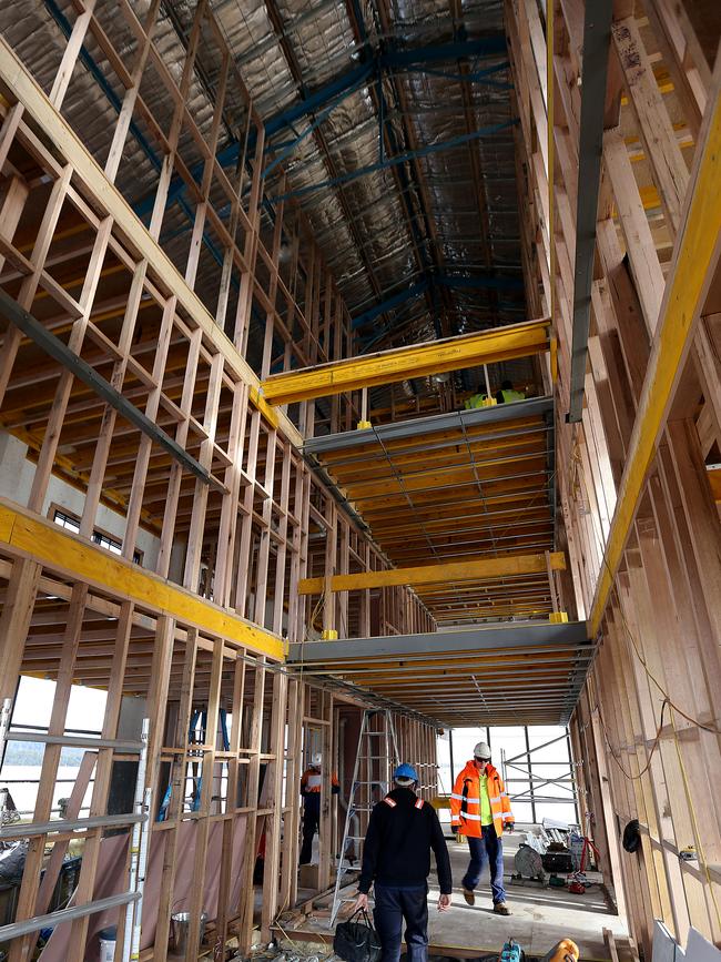 Work under way inside the pumphouse.