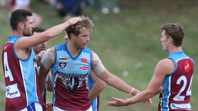 Football BFL: Geelong Amateur v Modewarre Modewarre 3 Tom Hornsey kicks a goal Picture: Mark Wilson