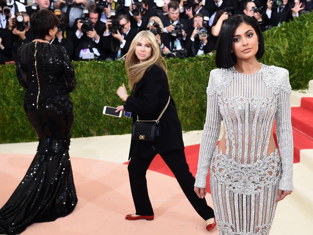 Kris and Kylie Jenner attend the “Manus x Machina: Fashion In An Age Of Technology” Costume Institute Gala at Metropolitan Museum of Art on May 2, 2016 in New York City. Picture: AFP