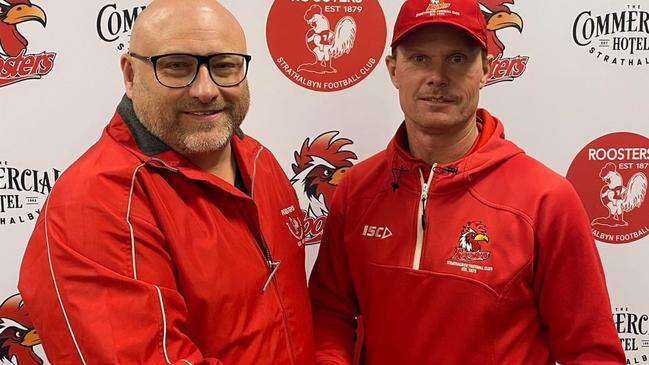 Wayne Knowles (left) will coach Strathalbyn next season. Picture: Strathalbyn Football Club