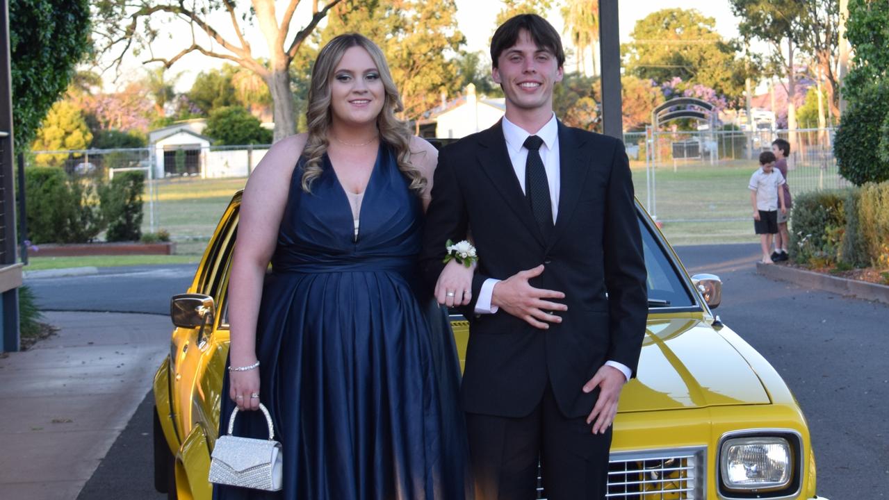 Claudia Henderson and Trent Young at the Our Lady of Southern Cross College formal 2022. Picture: Emily Devon.