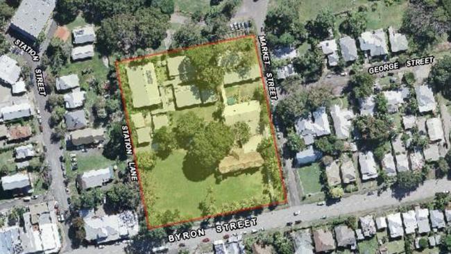 An aerial view of the Bangalow Public School site.