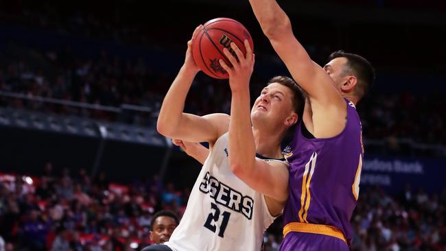 SYDNEY, AUSTRALIA - OCTOBER 12: Daniel Johnson of the 36ers drives to the basket during the round two NBL match between the Sydney Kings and the Adelaide 36ers at Qudos Bank Arena on October 12, 2019 in Sydney, Australia. (Photo by Matt King/Getty Images)