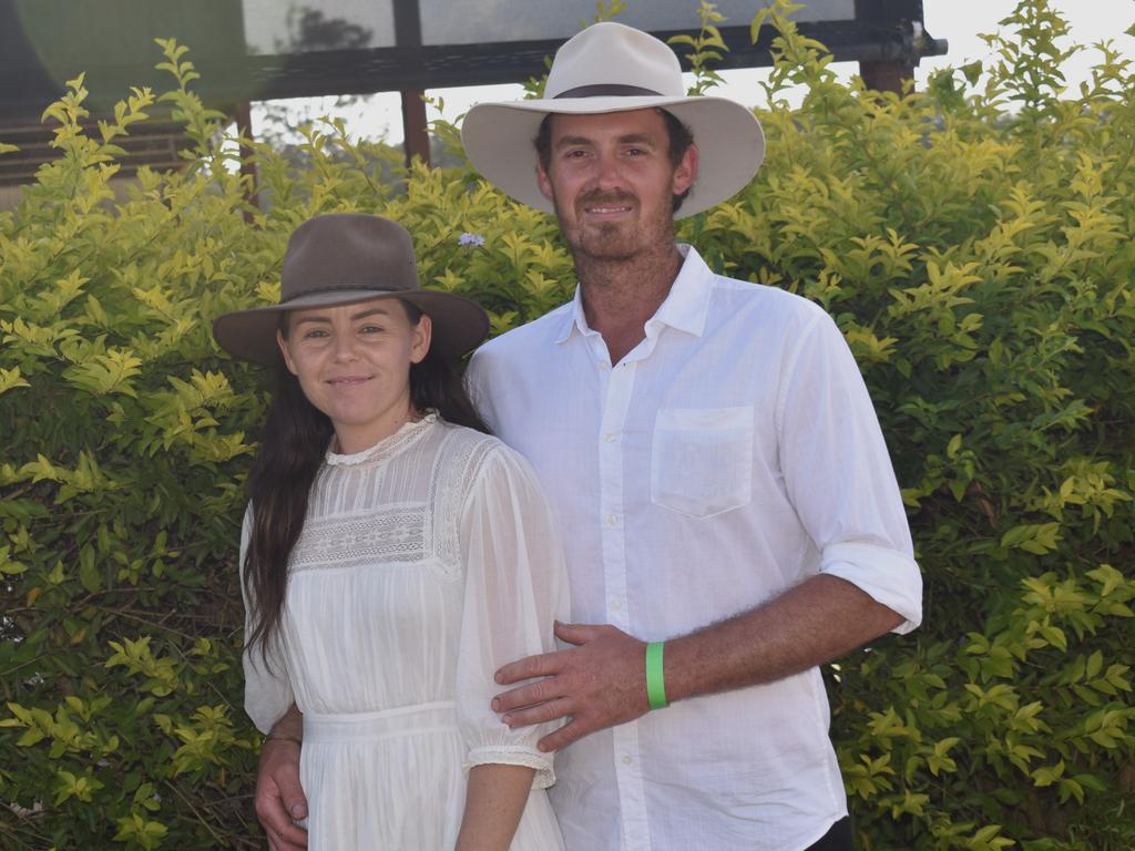 Sophia Ross and Andrew Rooke at the Yeppoon Turf Club's Derby Day races at Keppel Park Racecourse on November 2, 2024.