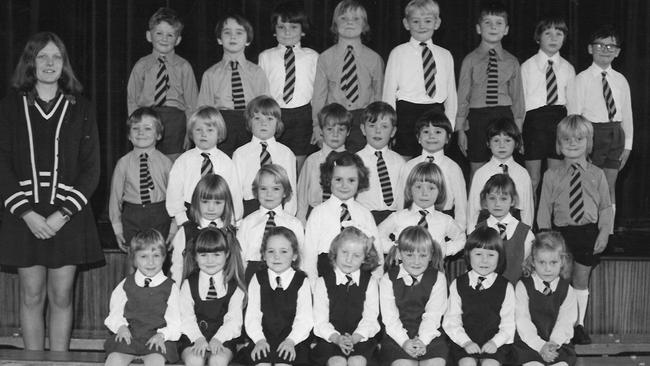 An early school photo of Sandi McDonald, front row, second from right. Picture: supplied by family