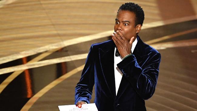 Chris Rock was visibly shocked after the slap. Picture: Robyn Beck/AFP