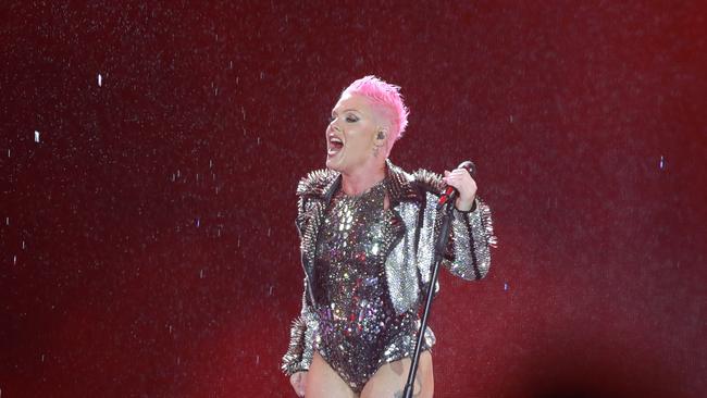 Pop star Pink performs in Sydney. Photographer: Tom Parrish