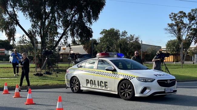 Police at Chevoit Rd, Salisbury South, where human remains have been found. Picture: Kitty Barr