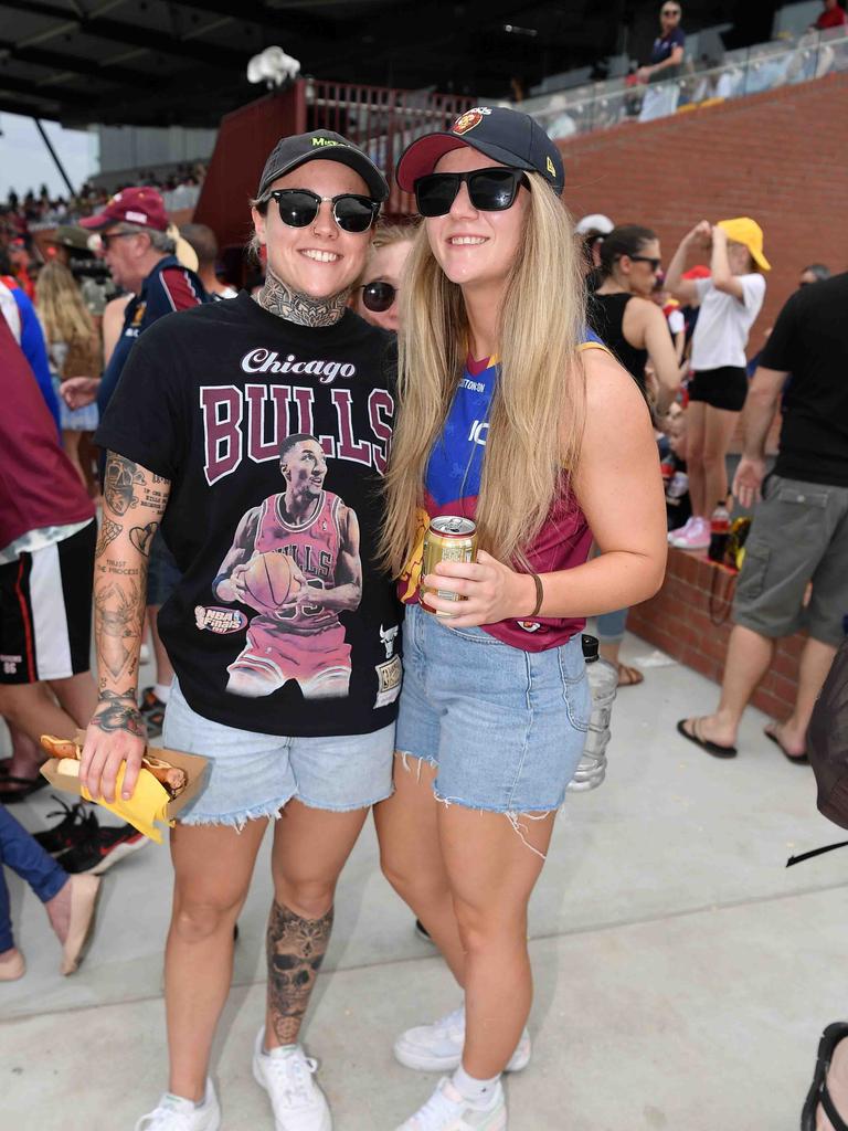 Merisa Millet and Jayme Winter at the NAB AFLW grand final. Picture: Patrick Woods