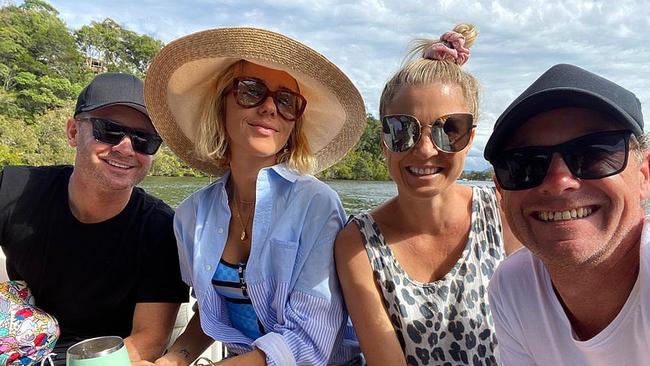 Pip Edwards and Michael Clarke pose with friends on Instagram.