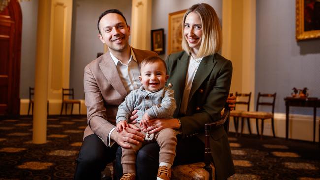 Arman Abrahimzadeh, his wife Genevieve Lewis and their son Raphael. Picture Matt Turner.