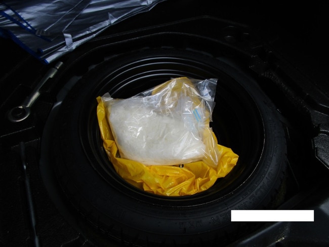 The 1kg of meth found in the spare tyre was the equivalent of taking 10,000 hits of the drug off Canberra streets. Picture: ACT Policing