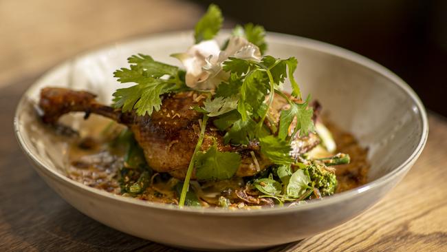 Twice-cooked duck leg in green curry at The Roadvale Hotel.