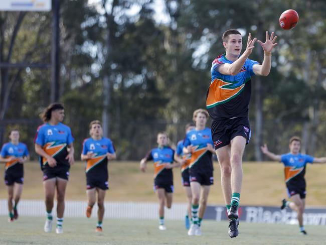 Brinn Little of the Allies warms up ahead of the U18 AFL Boys Championship match between the Allies and Vic Metro. (Photo by Jenny Evans/Getty Images for AFL Photos)