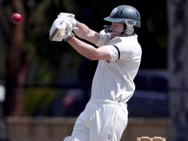 Ben Rowles of Camberwell batting during the Premier Cricket match between Footscray v Camberwell played at Merv Hughes Oval Footscray on Saturday 26th January, 2019.