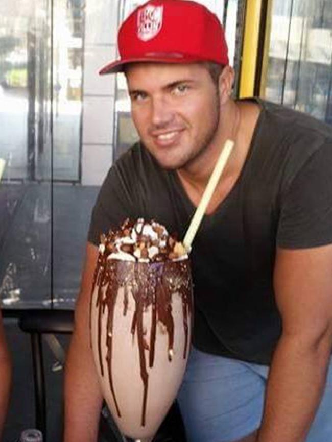 Gable Tostee drinking the “Godfather” milkshake at Gangster and Gatsby at Southport. Picture: Facebook