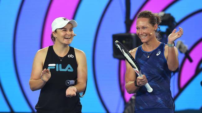 Sam Stosur (R) with Ash Barty, who retired in 2022. Picture: Josie Hayden