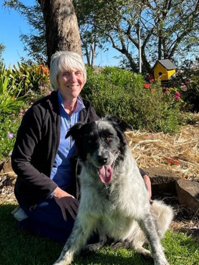 The Chronicle Garden Competition first time entrant, Ros Wackerling, with her dog Wallace on her acreage garden in Westbrook