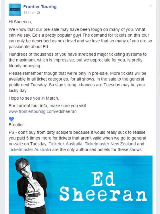 Frontier warns against “dirty scalpers”.