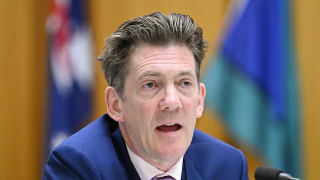 RBA deputy governor Andrew Hauser at Senate estimates on Thursday. Picture: NewsWire / Martin Ollman