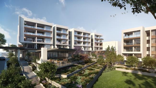 An artist’s impression of Aura Holdings’ multi-staged development Kingsford Terrace Corinda