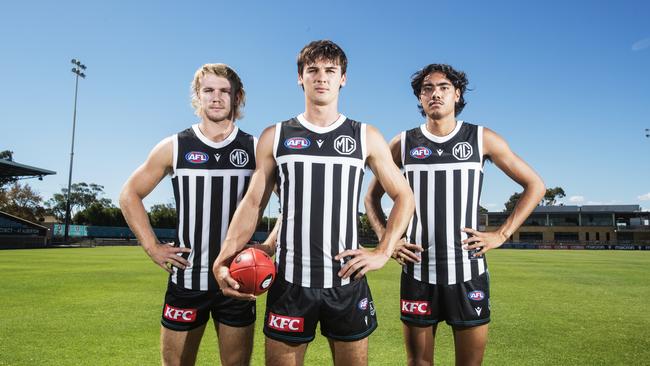 Port Adelaide will be allowed to wear their traditional prison bar guernsey in round 3 for the showdown against Adelaide. Picture Simon Cross