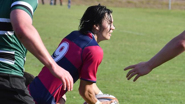 BSHS player runs the ball First XV rugby match between BSHS and Brisbane Boys College Saturday September 4, 2021. Picture, John Gass