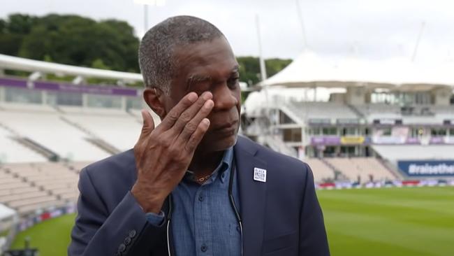 West Indies legend Michael Holding breaks down discussing racism during the first Test in Southampton Picture: Sky News