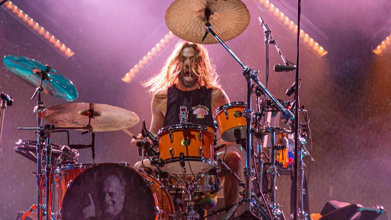 Drummer Taylor Hawkins of American rock band Foo Fighters performing at GMHBA Stadium (aka Kardinia Park) in Geelong on Friday, March 4 2022. Picture: Brett Schewitz / Frontier Touring