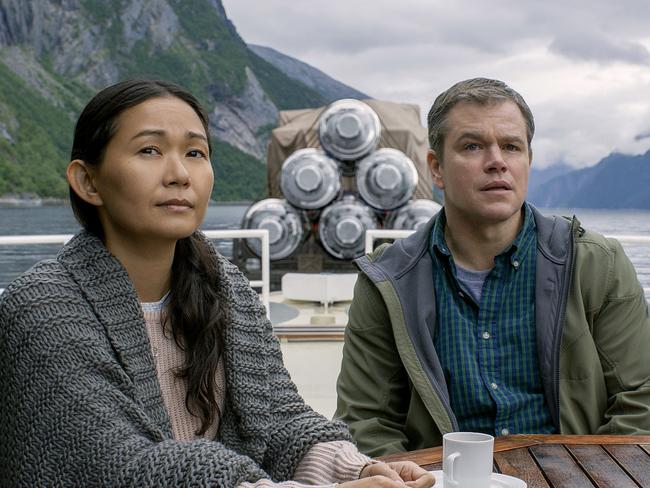 Hong Chau plays Ngoc Lan Tran and Matt Damon plays Paul Safranek in Downsizing from Paramount Pictures.