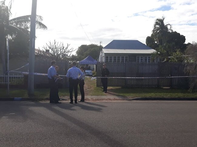 Police attend the scene of a fatal stabbing on China St, Mundingburra. Picture: Cameron Bates