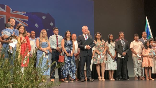 Mackay mayor Greg Williamson presides over a citizenship ceremony on Australia Day this year. Picture: Duncan Evans