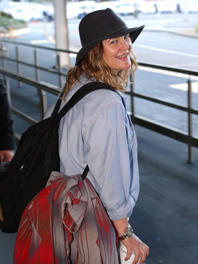 Drew Barrymore arrived in Sydney today. Picture: Matrix