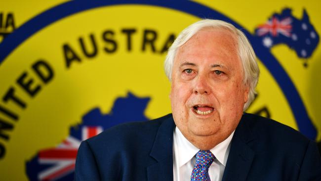 Clive Palmer in Townsville endorsing United Australia Party candidates. Picture: Alix Sweeney