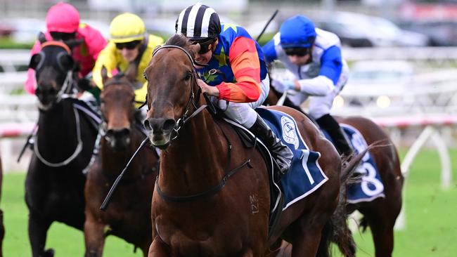 Bella Nipotina powers to victory in the Group 1 Tattersall's Tiara for trainer Ciaron Maher and jockey Ryan Maloney. Picture: Grant Peters - Trackside Photography