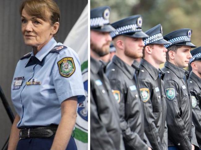 pictured is Karen Webb and NSW Police officers