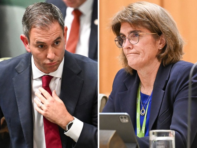 Treasurer Jim Chalmers, left, and RBA governor Michele Bullock. Picture: Martin Ollman / NewsWire