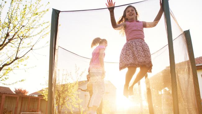 Trampolines can be used as part of an obstacle course.