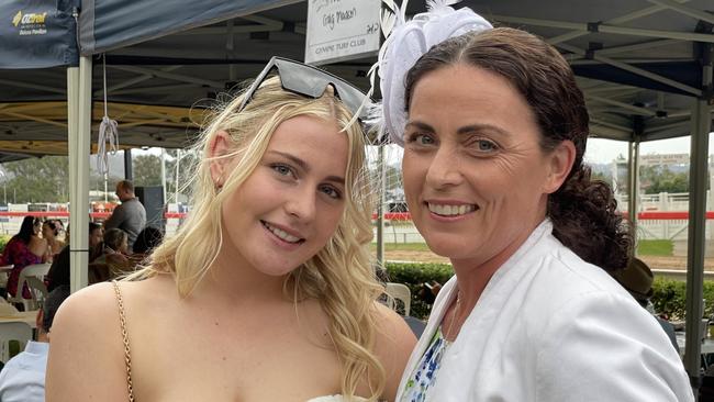 Georgia and Heidi Stanton at the Gympie races on Saturday November 25, 2023.
