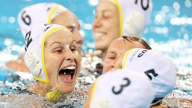 Amy Hetzel screams after a penalty shoot-out win