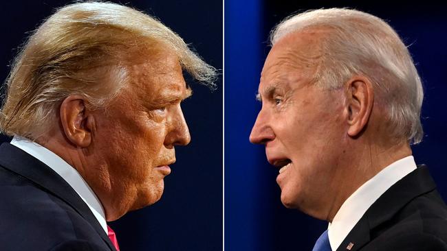 Joe Biden, right, is a progressive liberal, President Trump a reality TV populist. One is genial, the other combative. But when it comes to economics, you find a surprising amount of common ground. Picture: AFP