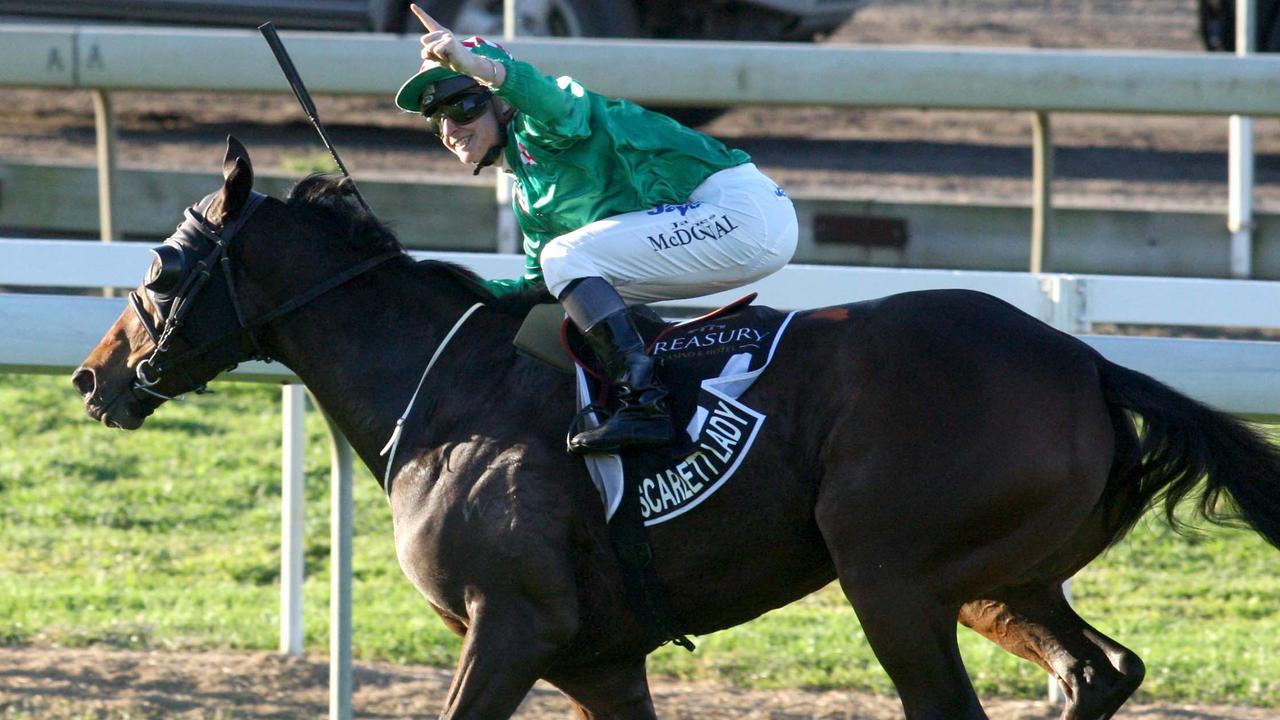 BSM 4.6.2011 Races at Eagle Farm, Oaks day. Winner race 7 group 1, Scarlett Lady Jockey James McDonald. Pic Jono Searle