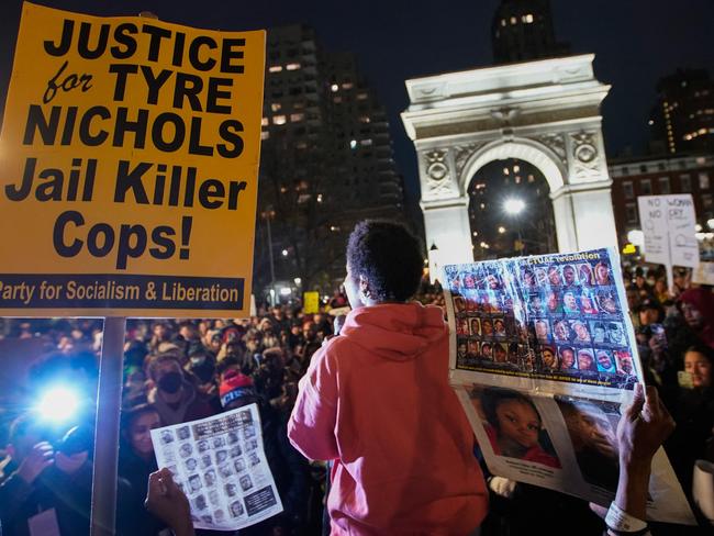 Protesters in New York rally against Tyre Nichols’ death. Picture: AFP