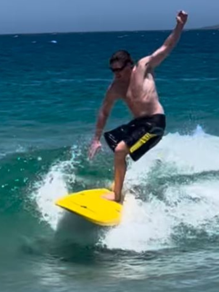 Port Macquarie shark attack victim Kai McKenzie posts to Instagram surfing on one leg.